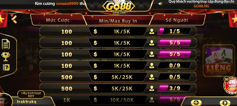 Đỉnh Cao Sòng Bài Trực Tuyến Chinh Phục Liêng tại Go88 Ngay Hôm Nay