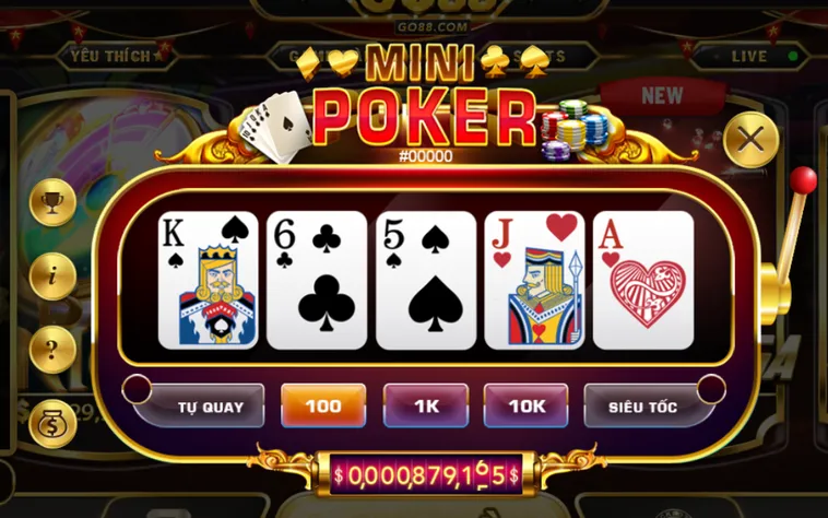 Trải Nghiệm Đẳng Cấp Cùng Minigame Mini Poker tại Go88 Siêu Hấp Dẫn