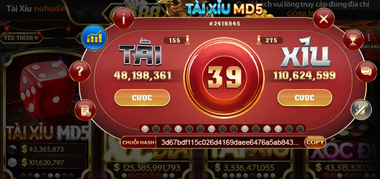 Casino Tài Xỉu MD5 Tại Go88 Công Nghệ Mã Hóa Đỉnh Cao Cho Trải Nghiệm Công Bằng